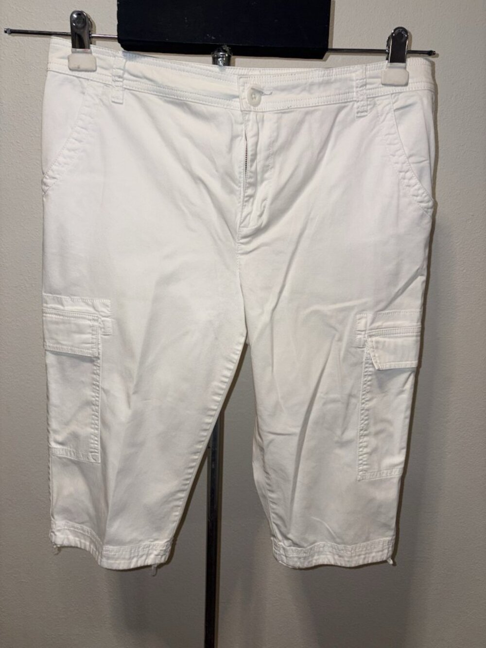 Chaps White Short Womens 12 34X16 Cotton Blend Stretch Pockets